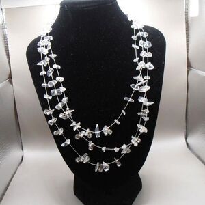 Clear Beaded Multi-Strand Necklace – Adjustable to 18" – Elegant & Lightweight ✨